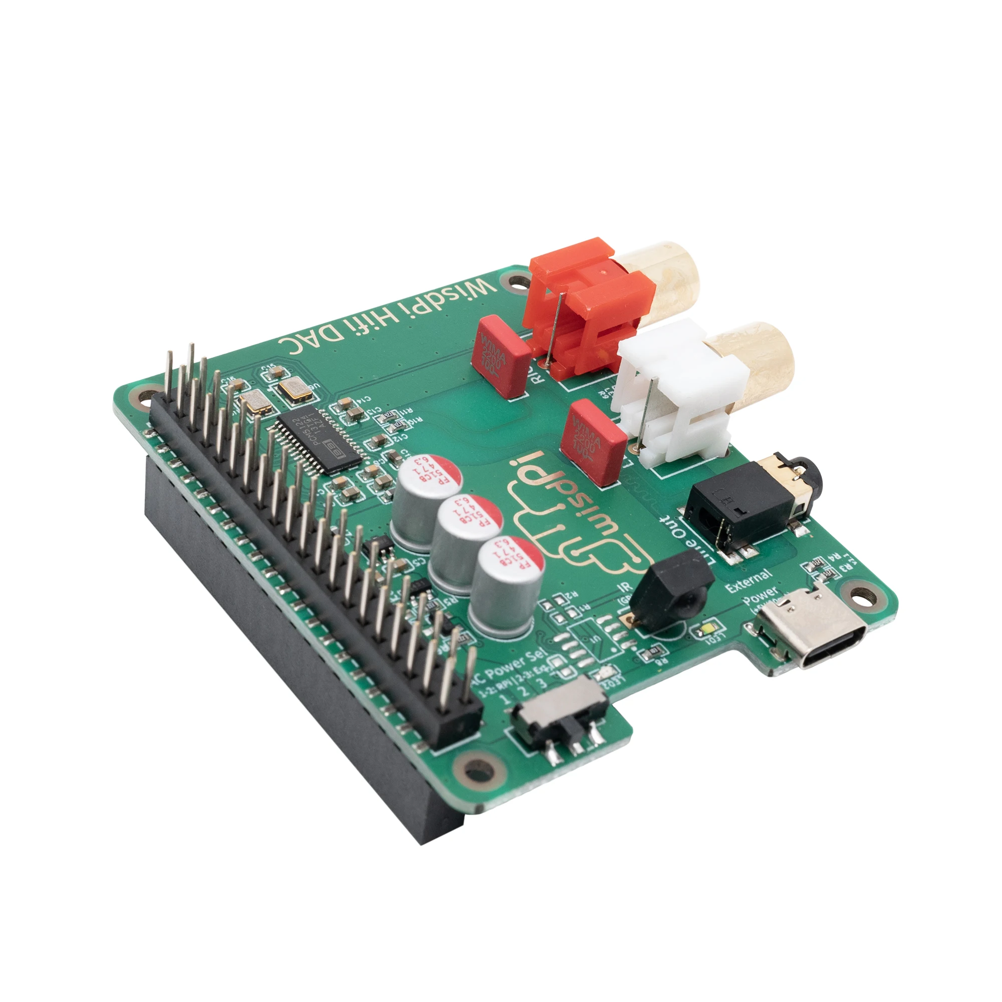 WisdPi HiFi DAC | Raspberry Pi PCM5122 Audio 3.5 RCA placcato oro potenza riduzione del rumore alimentazione esterna, scheda di espansione della scheda Audio