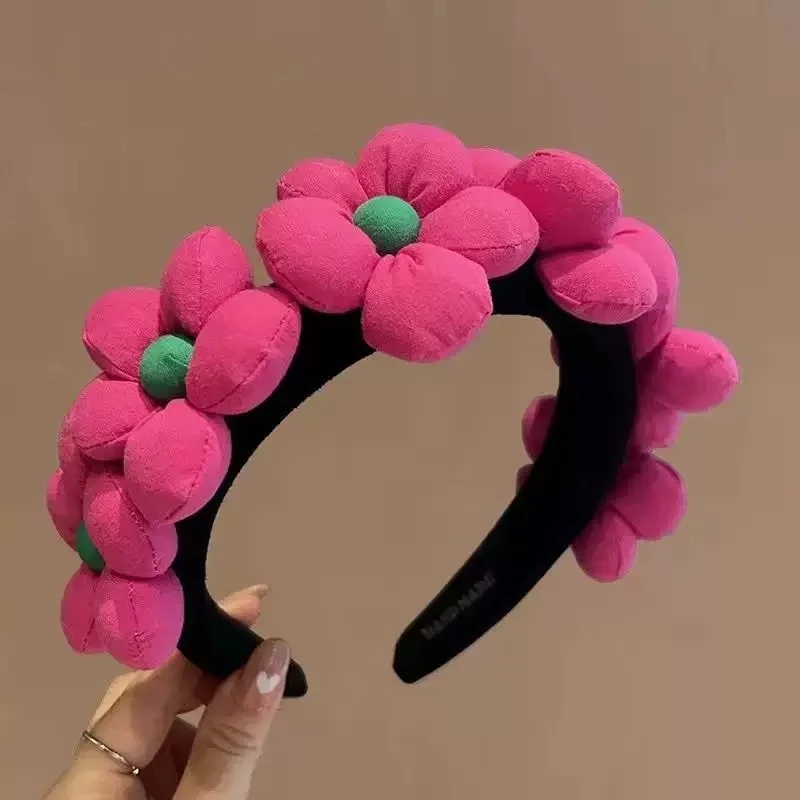 Süßes, schlichtes, farbiges, großes Blumen-Haarband, Kaninchen-Stirnband, geeignet für Haarstyling, Mädchen-Haarschmuck, Party- und Urlaubsgeschenke – Detail 4
