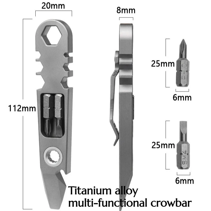 NEW Titanium Alloy Multi-functional Crowbar Portable Ratchet Screwdriver, Outdoor Emergency Hand Tools for Household Use