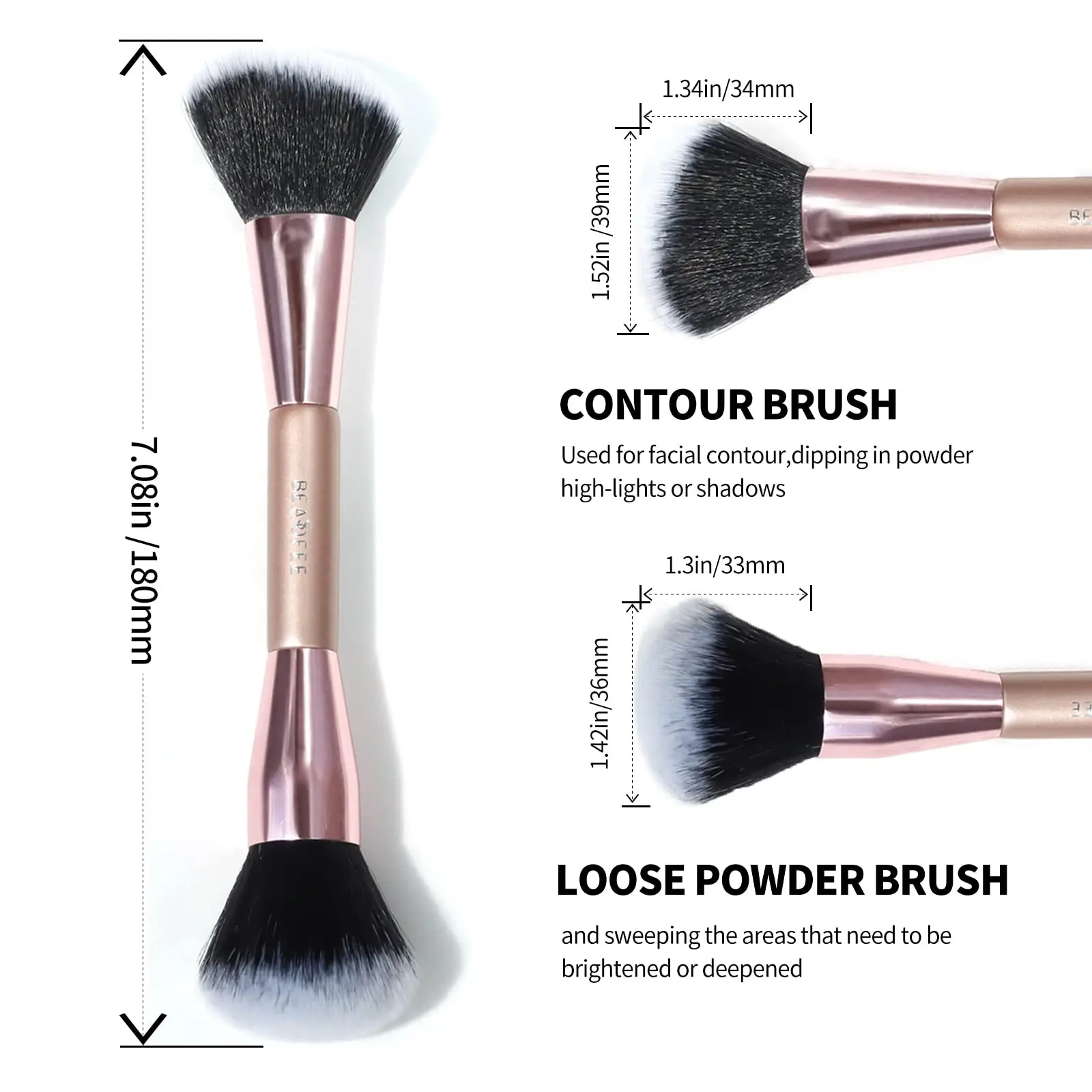 Double Ended Makeup Brush Angled Contour Brush Precision BB Cream Liquid Foundation Make up Brushes