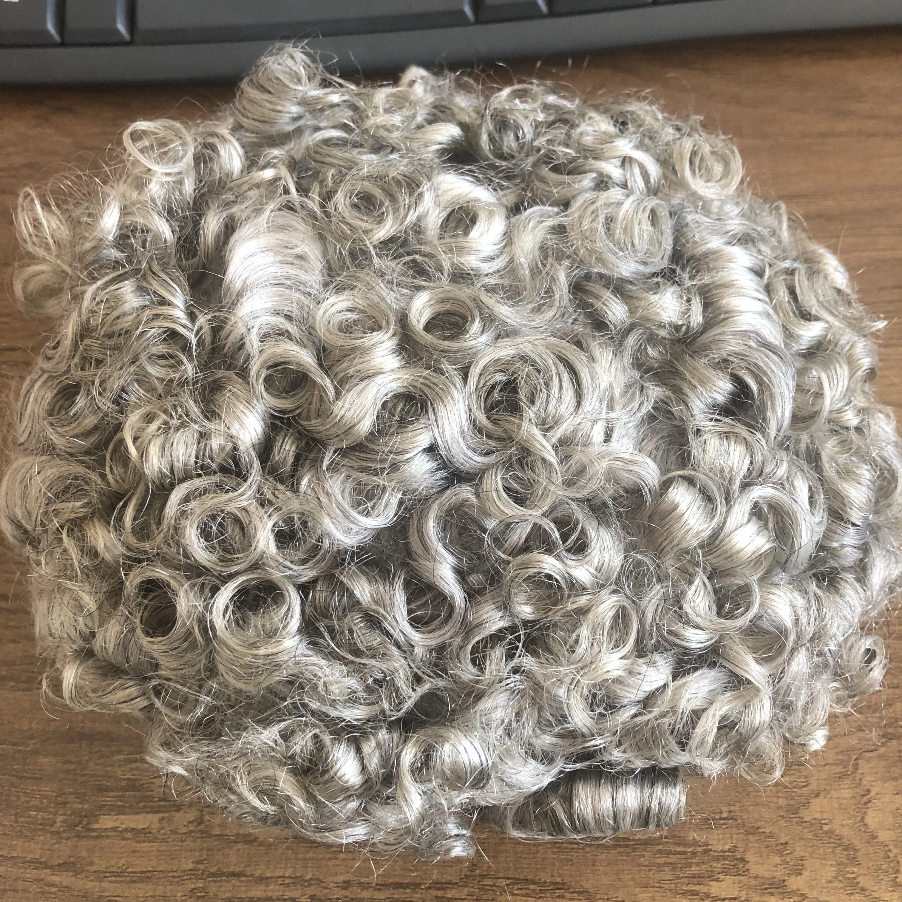 Simbeauty Men's Toupee Curly 26mm Human Hair 3