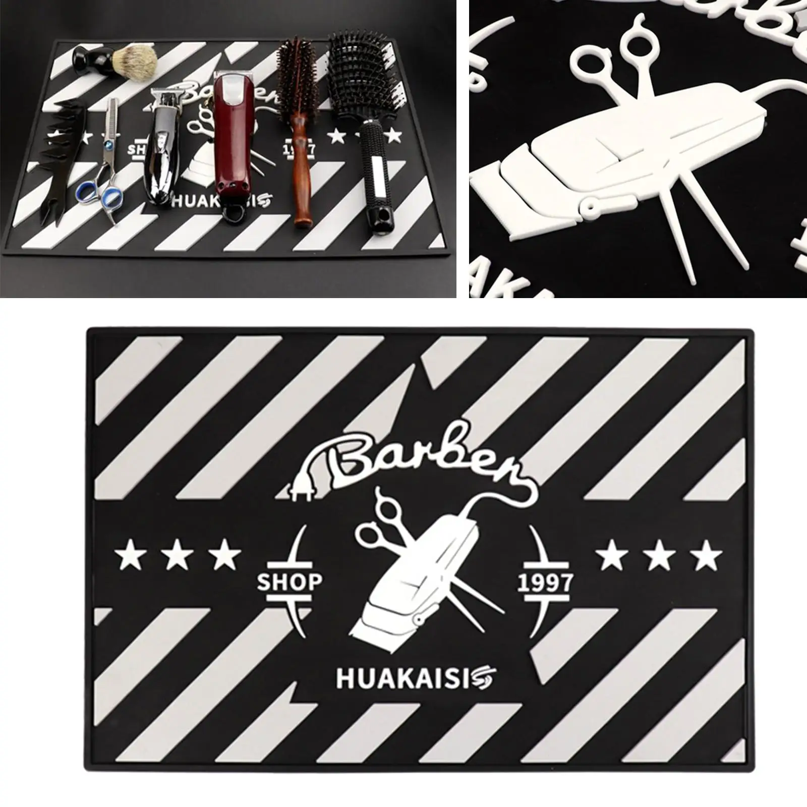 Alfombrillas antideslizantes para peluquero, bandeja resistente al desgaste para herramientas de peluquería, cortapelos