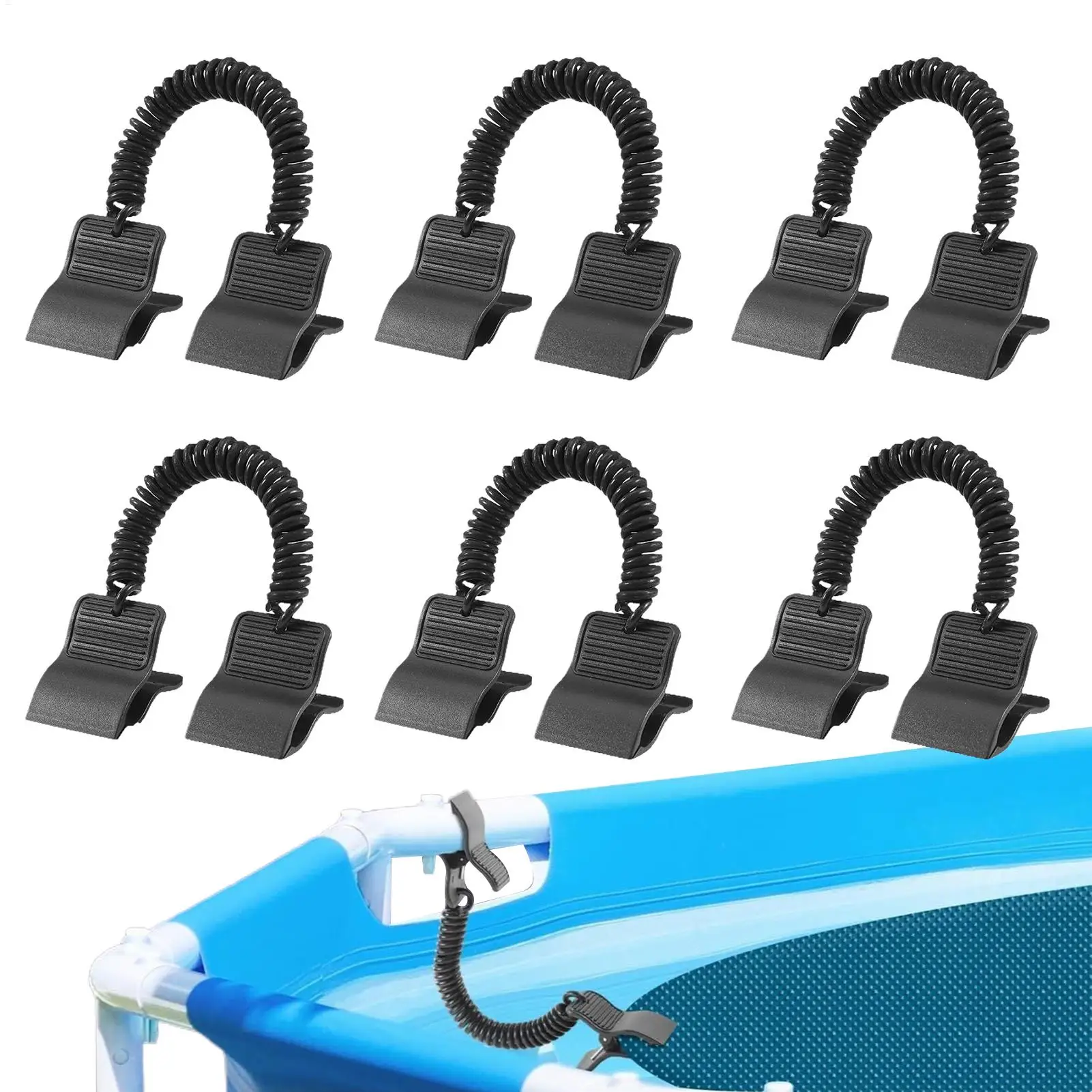 

Зажимы для бассейна, 6-компонентные зажимы для крепления солнечных крышек, комплект зажимов для солнечных крышек для плавания, садовый шланг, лужайка, зимнее патио