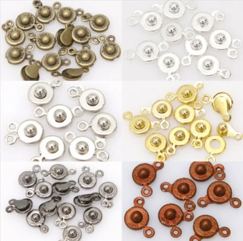 30Pcs / Bag 15x8mm Snap Clasps for Bracelets Necklace Jewelry Making Fastener Hooks Connector Charms Findings DIY Accessories