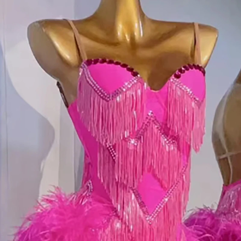 

Профессиональная одежда для международных соревнований по латинским танцам, высококачественное платье в стиле самбы по индивидуальному заказу, сексуальный плюшевый слинг