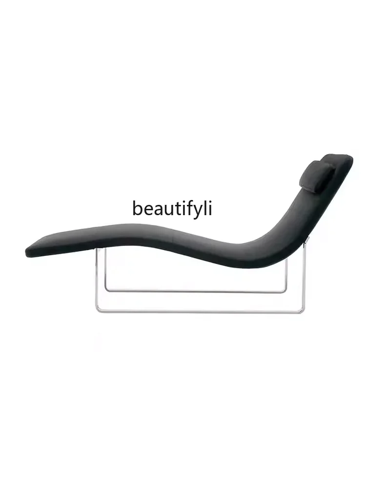 P simples luz luxo designer chaise longue casa sala de estar escritório curvo couro travesseiro lazer reclinável