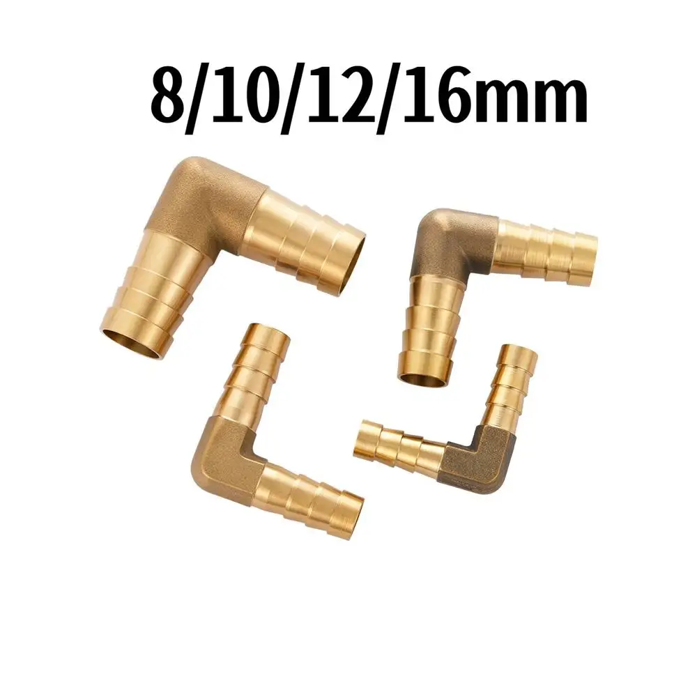 Brass Barbed Elbow Fitting L-Type Pagoda Hose Connector 8/10/12 /16mm Pipe Joint Irrigation Pneumatic Water Tubing Adapter 2Pcs