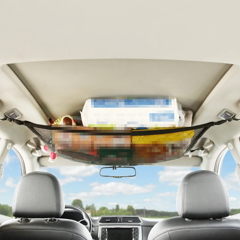 

1Pcs Car Storage Bag Ceiling Mountable Durable Handy Travel Organizer Mesh Design Car Bag Travel Bag,