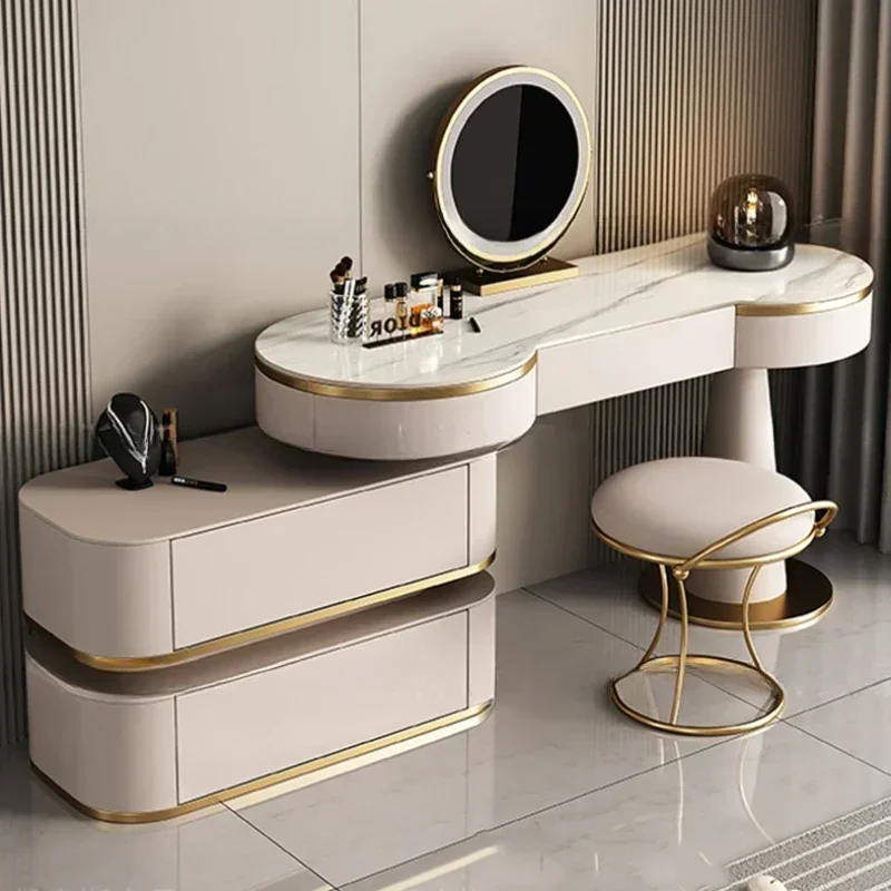 Aesthetic Storage Dresser Luxury Desing Led Light Mirror Kawaii Dressing White Aesthetic Tocador De Maquillaje Salon Furniture