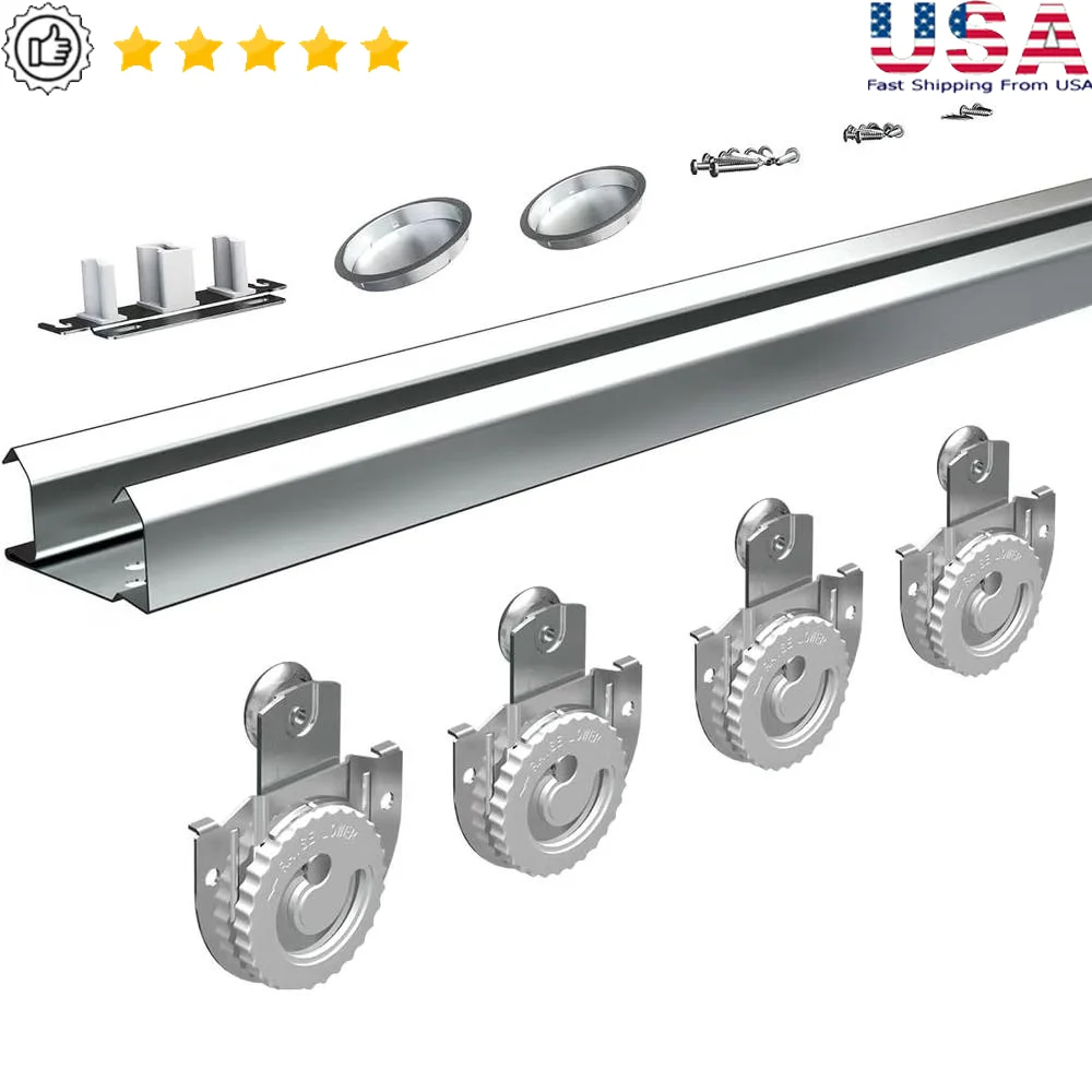 

Bypass Sliding Door Hardware 72 Inch Track Set Heavy Duty Closet Door System Smooth Silent Operation Galvanized Steel