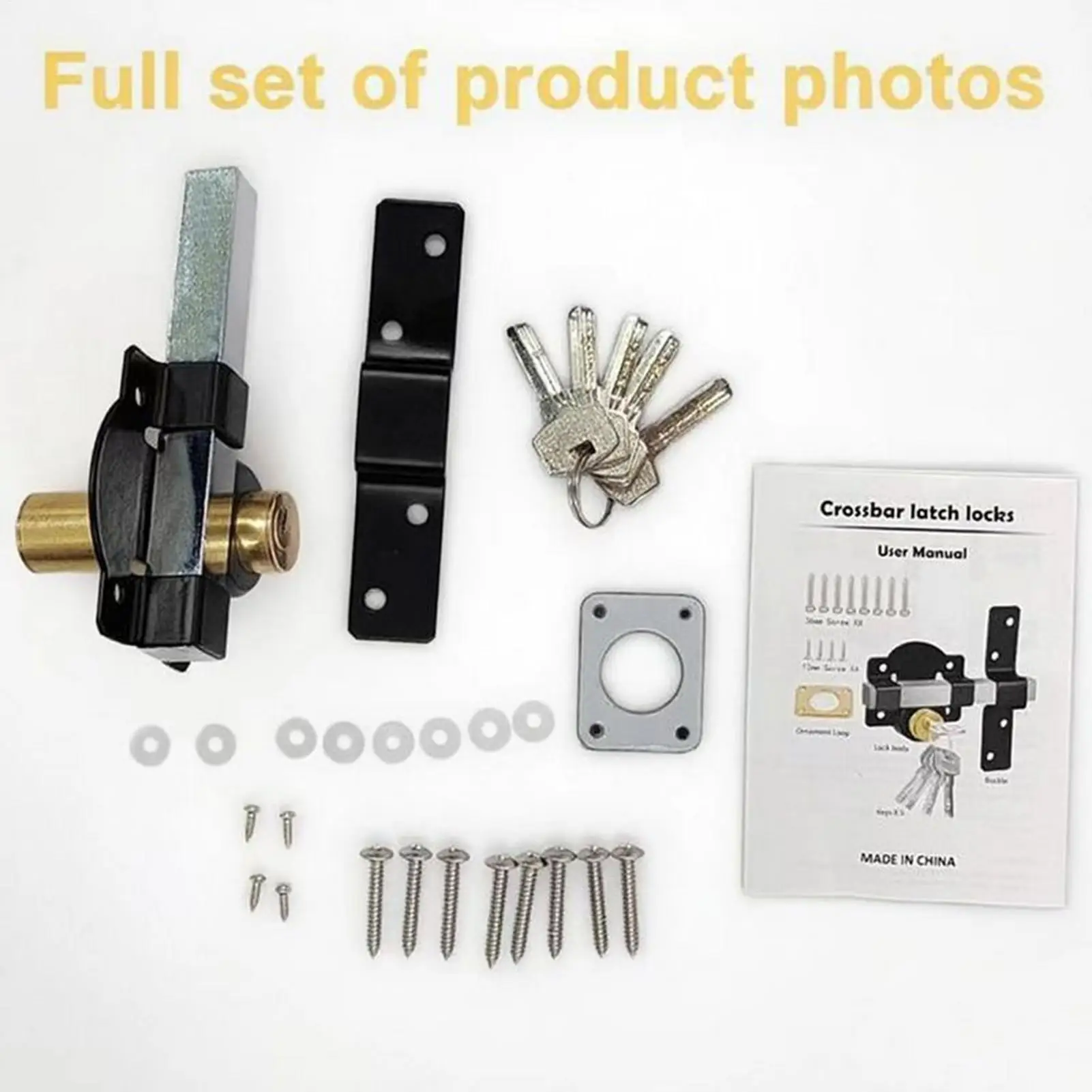 Sliding Barn Door Lock Double-Sided Gate Lock Sliding Door Latch With 5 Keys For Exterior Interior Backyard Shed RV Fence Gate