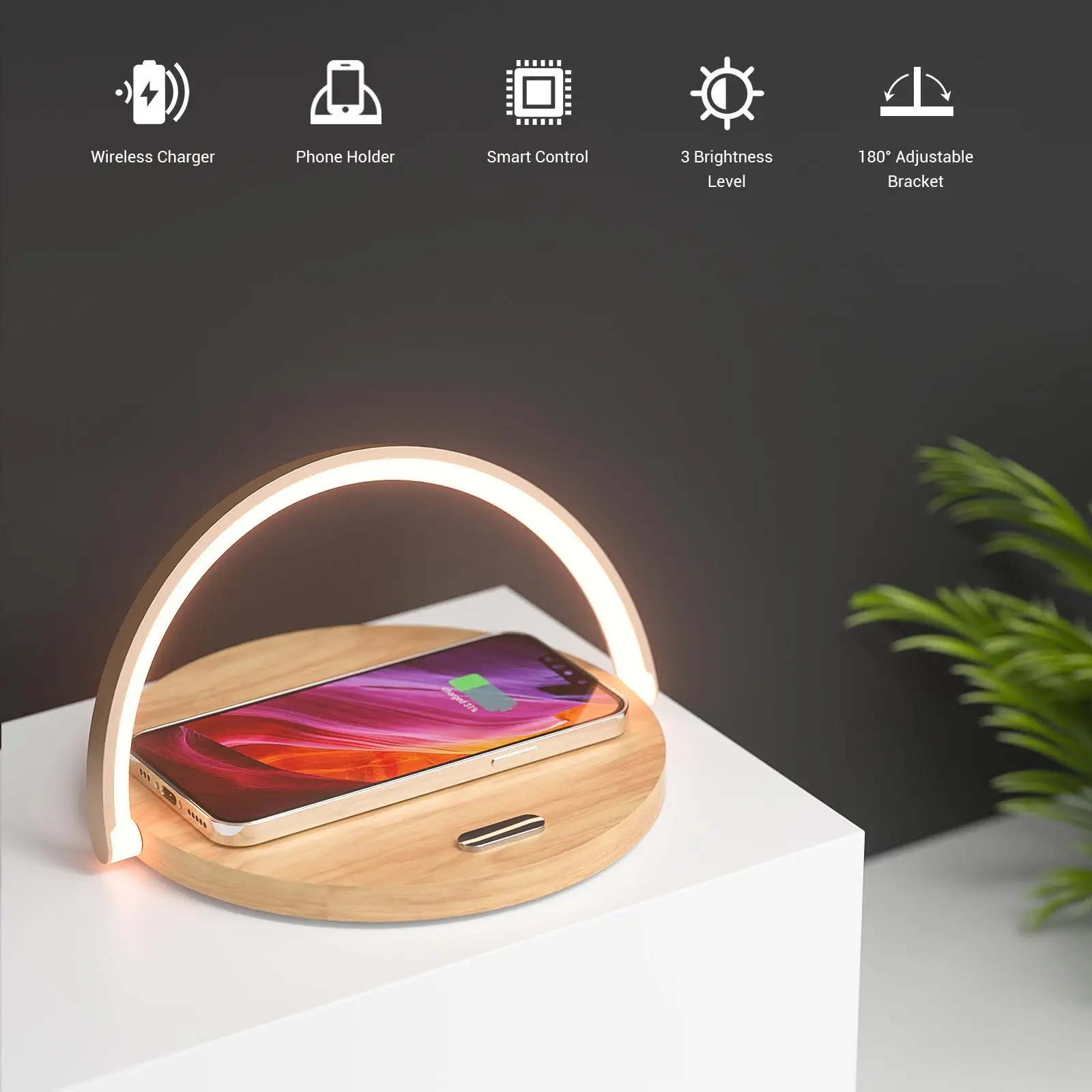 15W Wireless Charger Bedroom Small Night Light with Light Phone Holder Suitable for IPhone 13 12 11 XS XR X 8 Quick Charge