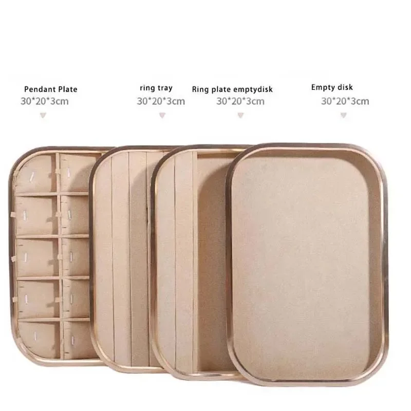 1Pc Jewelry Display Tray Pendant Necklace Holder Rack Luxury Metal Velvet Earrings Ring Storage For Live Counter Jewelry Shows