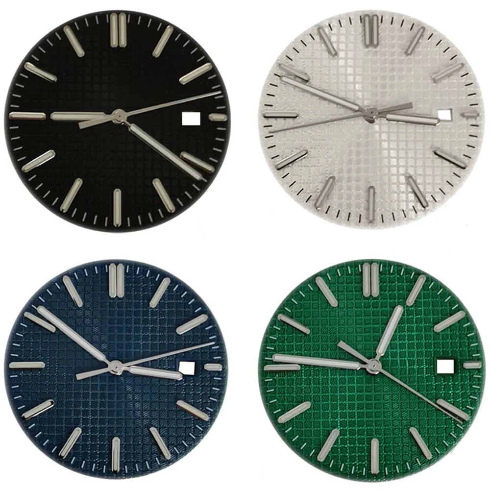 

Watch Dial 31.8mm, Green Luminous Dial with Hands Kit for Miyota 8215/Mingzhu 2813 Movement Single Calendar Watch Face + Pointer