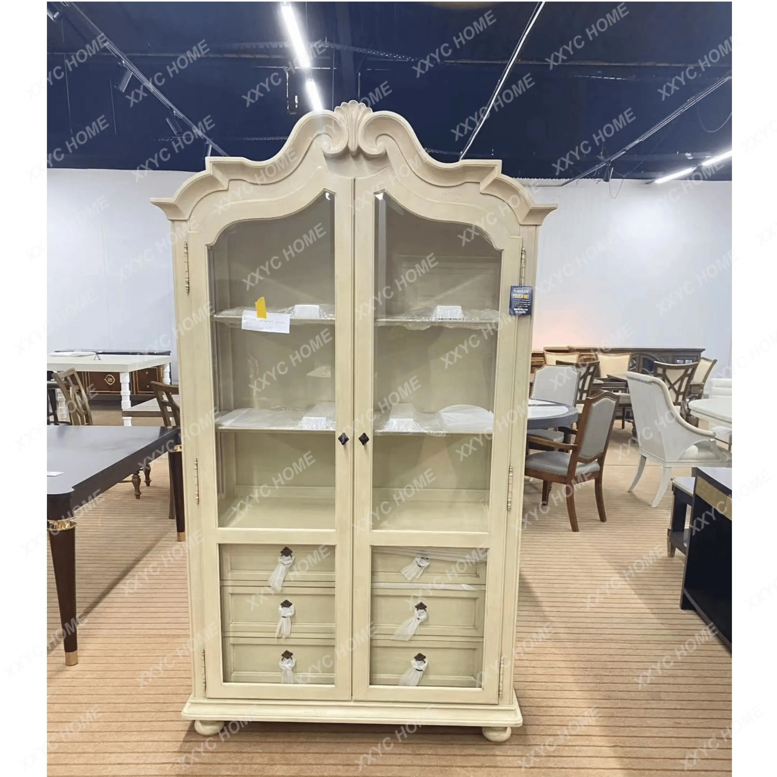 Simple classical retro all-solid wood furniture custom porcelain display wine cabinet display cabinet