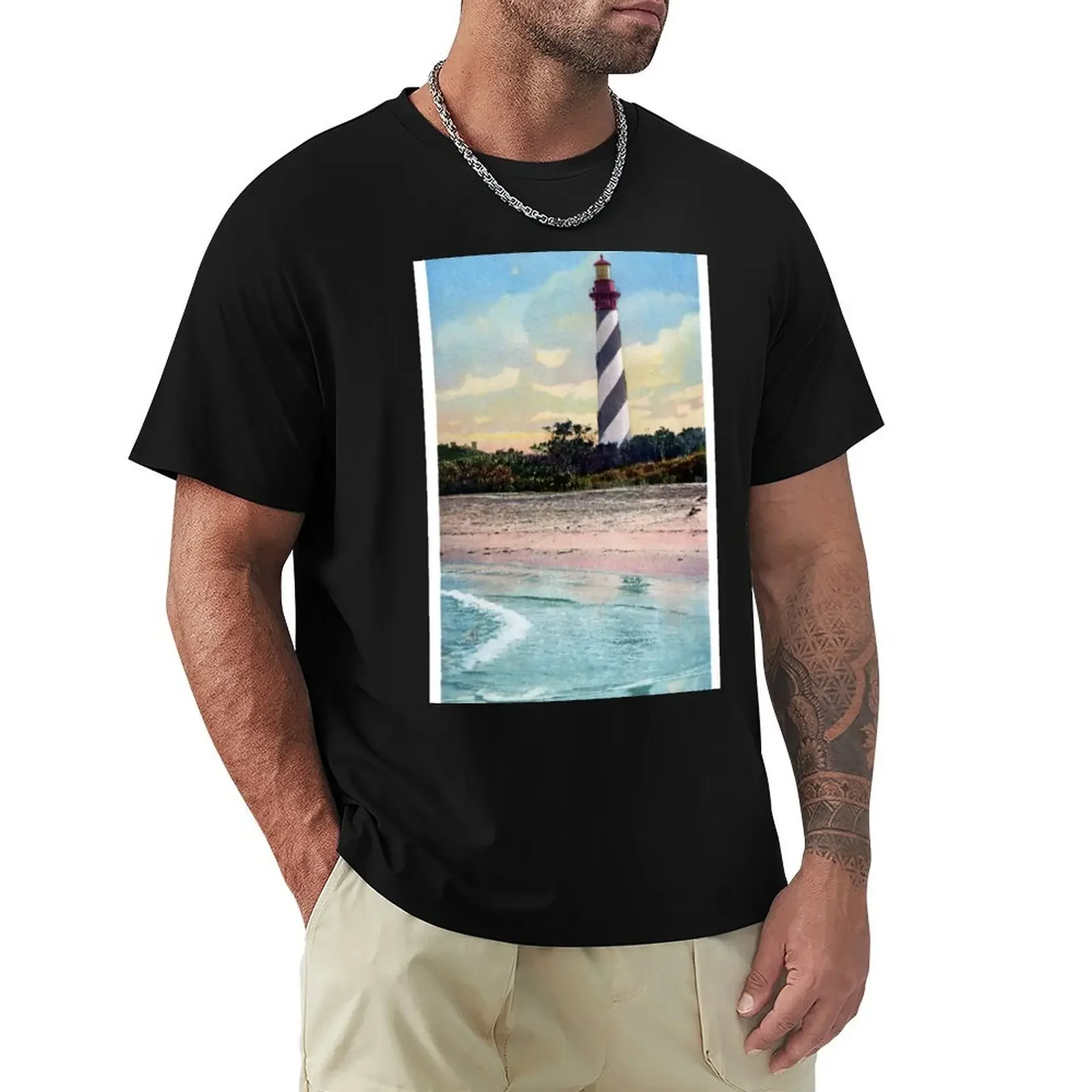 Anastasia Light House Vintage Postcard Restored T-Shirt vintage t shirts blanks customizeds t shirt men