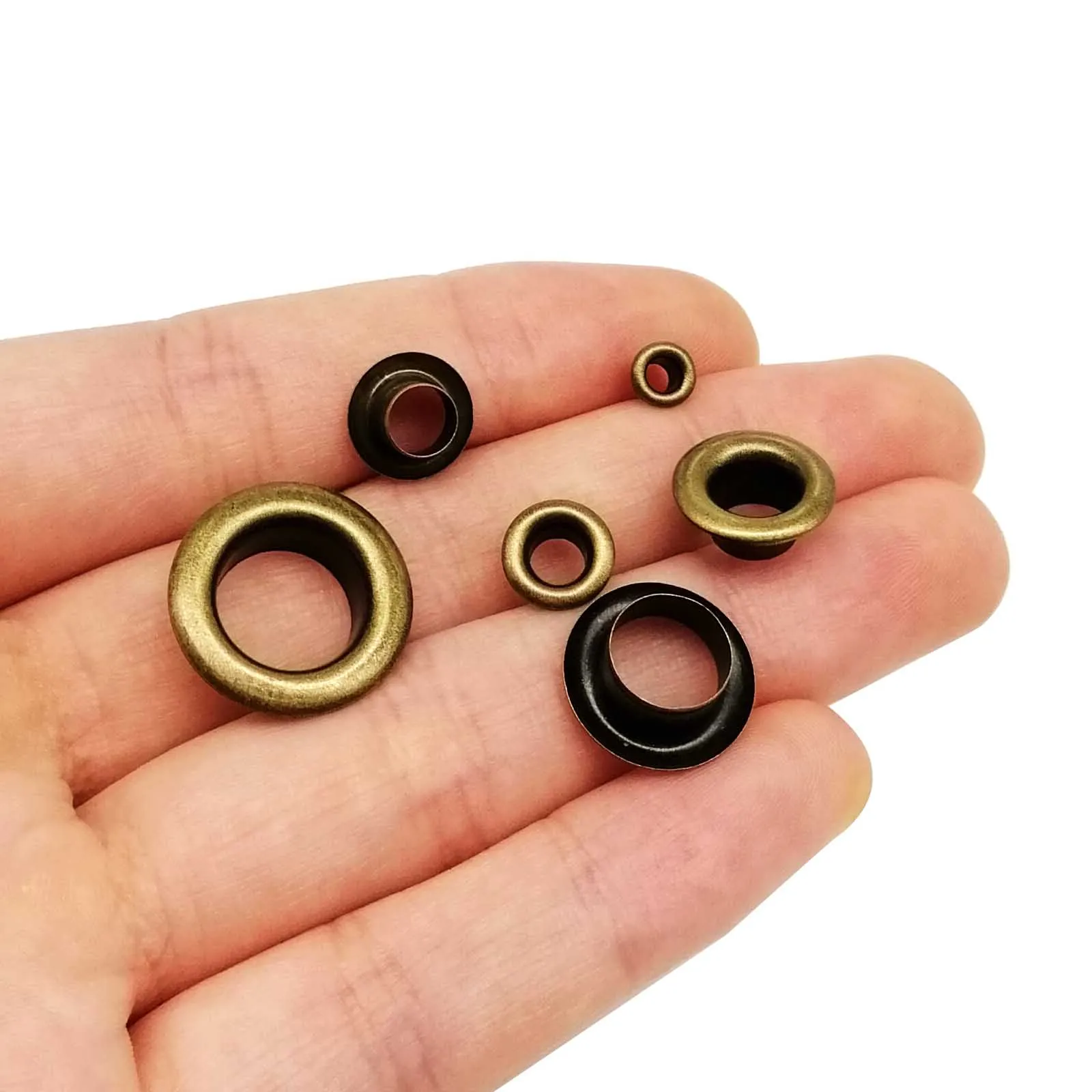 100 مجموعات 2.5 مللي متر إلى 12 مللي متر العتيقة النحاس البرونزية العيينة مع غسالة جروميت حلقة ثقب الهواء برشام لحقيبة جلدية الأحذية غطاء حزام الملابس #5