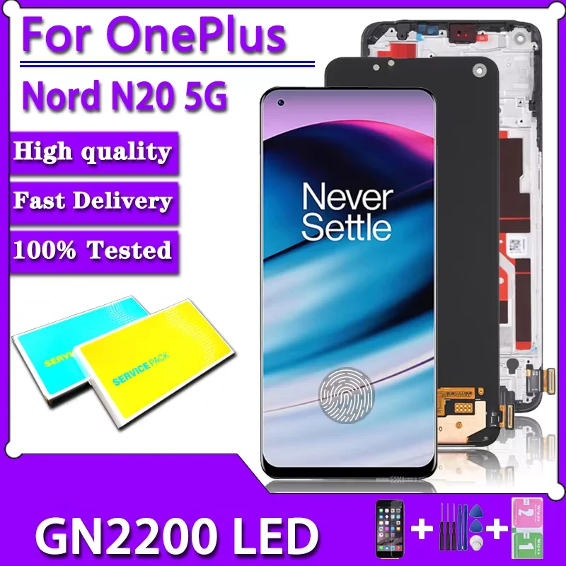 

6.43"Original For OnePlus Nord N20 5G LCD GN2200 CPH2459 Display Frame+Touch Panel Digitizer Assembly With fingerprints