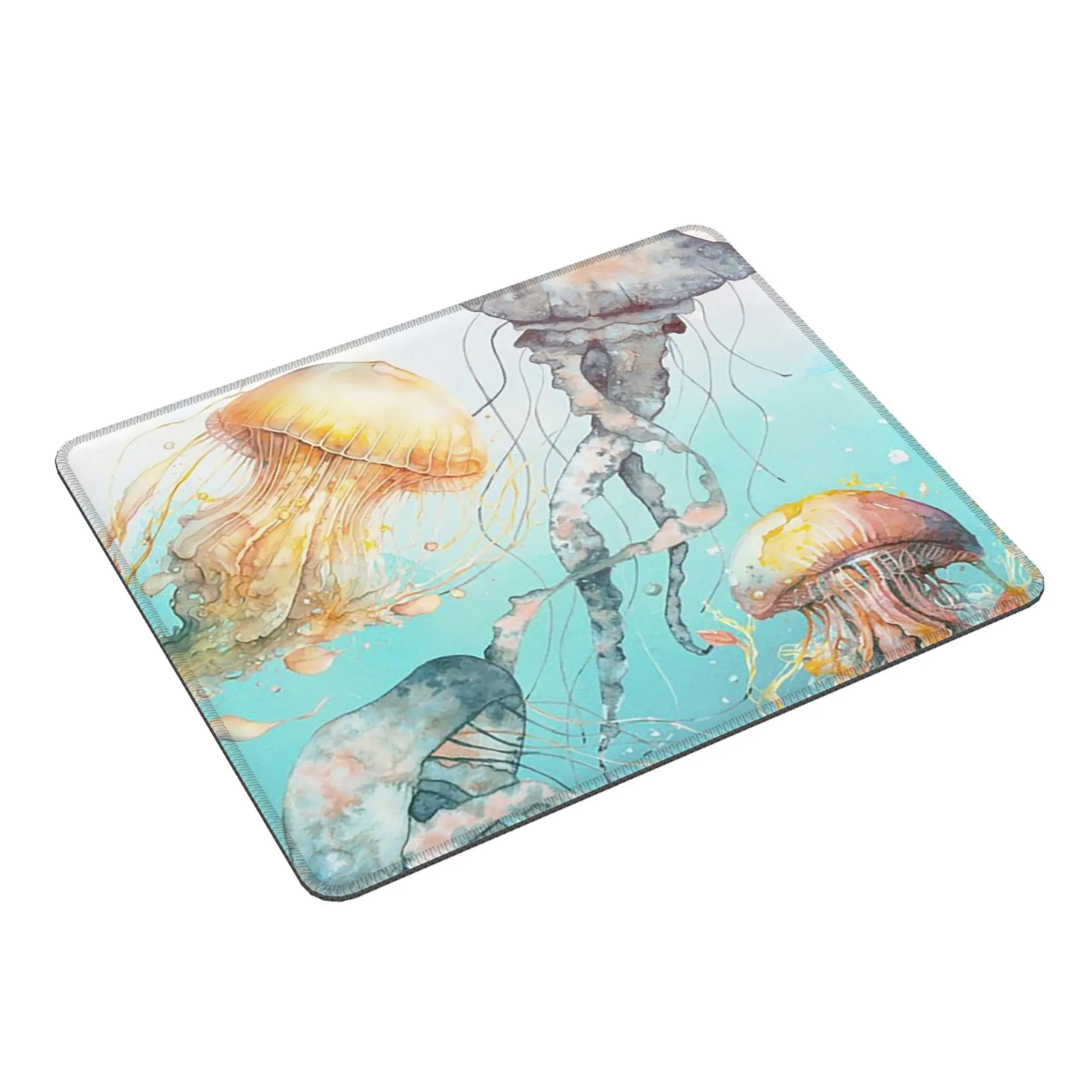 Light Jellyfish Watercolor Painting Mouse Pad Computer Keyboard Mouse Mat Gamer PC Laptop Desk Mat Office Accessories Table Mats