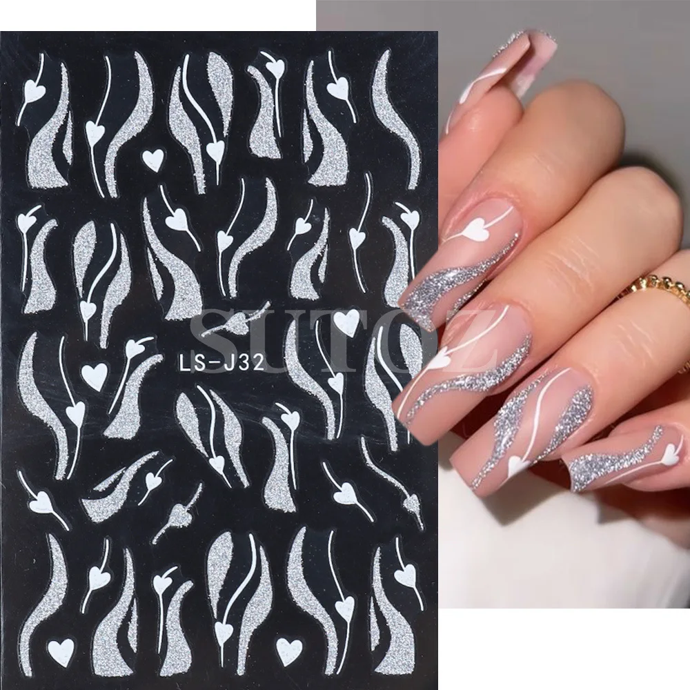 New Fashion Nail Stickers Winter Christmas Tree Elk Snowflake Gold Silver Sparkling Powder Back Adhesive Nail Stickers