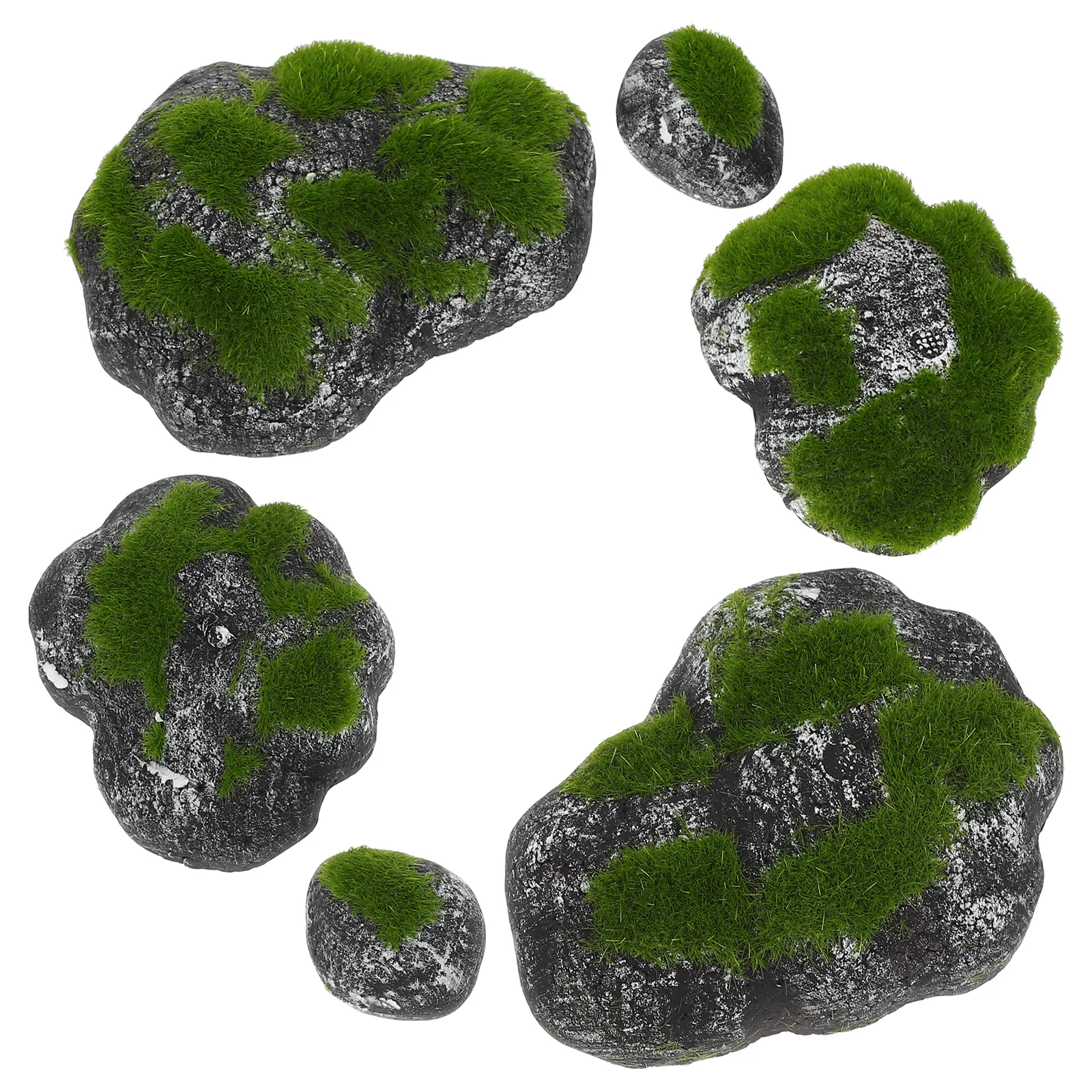 

1 set 1 Set Artificial Moss Stones Faux Covered Rocks For Fairy Garden Craft Landscaping Terrarium Arrangement Stone Vase Filler