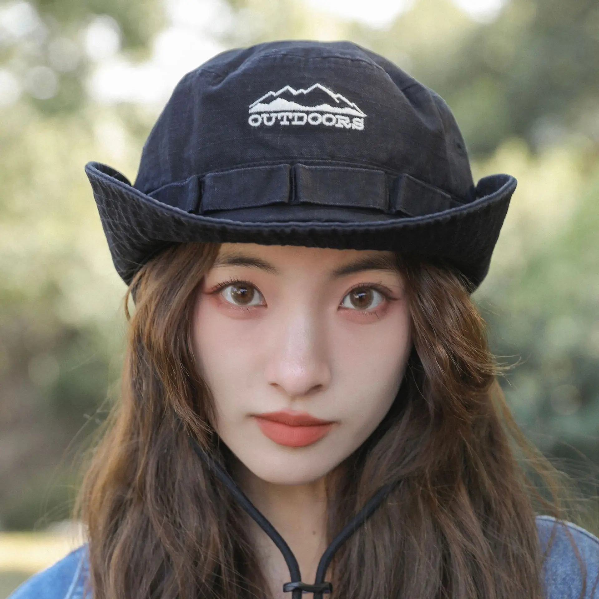 

Japanese quality drawstring fisherman's children's pullover summer breathability outdoor mountaineering traveling the west hat