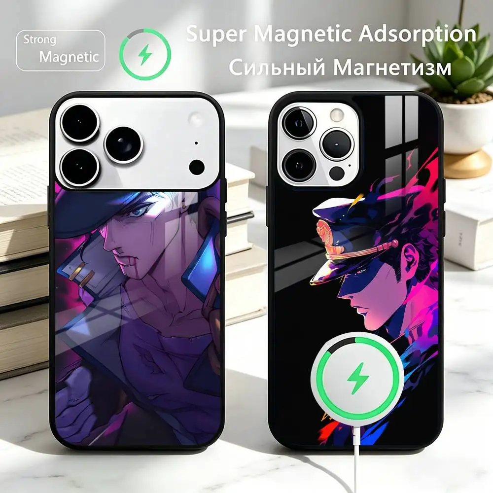 

J-Jotaro K-Kujo J-JOJO Anime Phone Case For iPhone17,16,15,14,13,12,11 Plus,Pro Allows magnetic wireless charging