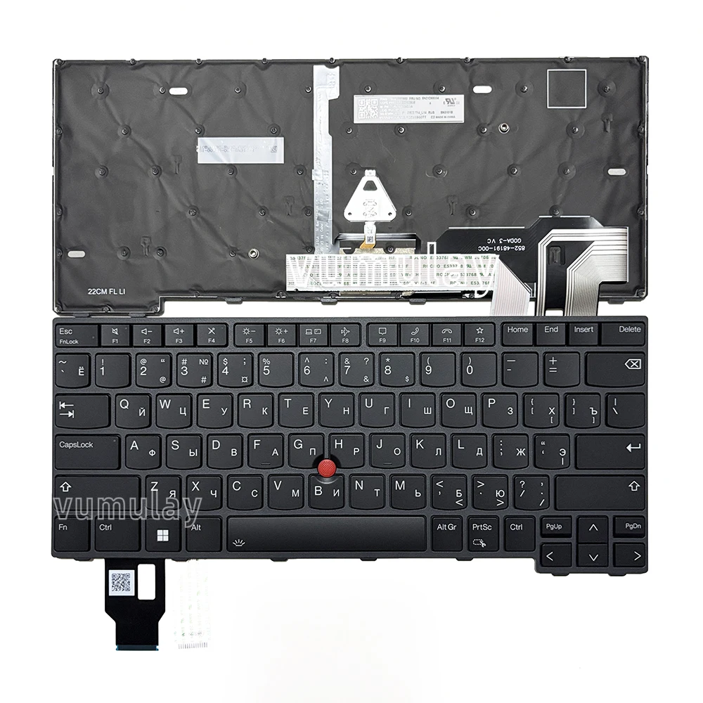 Teclado Ruso Retroiluminado para Lenovo Thinkpad T14 Gen 3,L14 Gen 3,T14 Gen 4,L14 Gen 4,P14s Gen 3,P14s Gen 4,21AH 21AJ 21CF 21CG 21C1 21C2 21C5 21C6 21AK 21AL 21J5 21J6 21HF 21HG 21K5 21K6 21HD 21HE 21K3 21K4 21H1