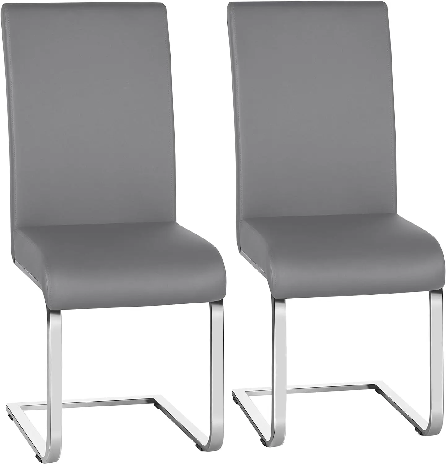 2PCS Dining Room Chairs High Back Dining Chairs with leather Surface and Metal Legs for Kitchen Wedding Louge,Light Gray