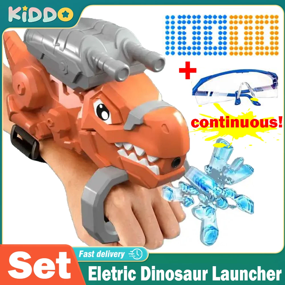 Eletric Water Gun Dinosaur Launcher Pistol Bomb Guns Continuous 10000 Water Beads for Shooting Team Game Toys for Boys Outdoor