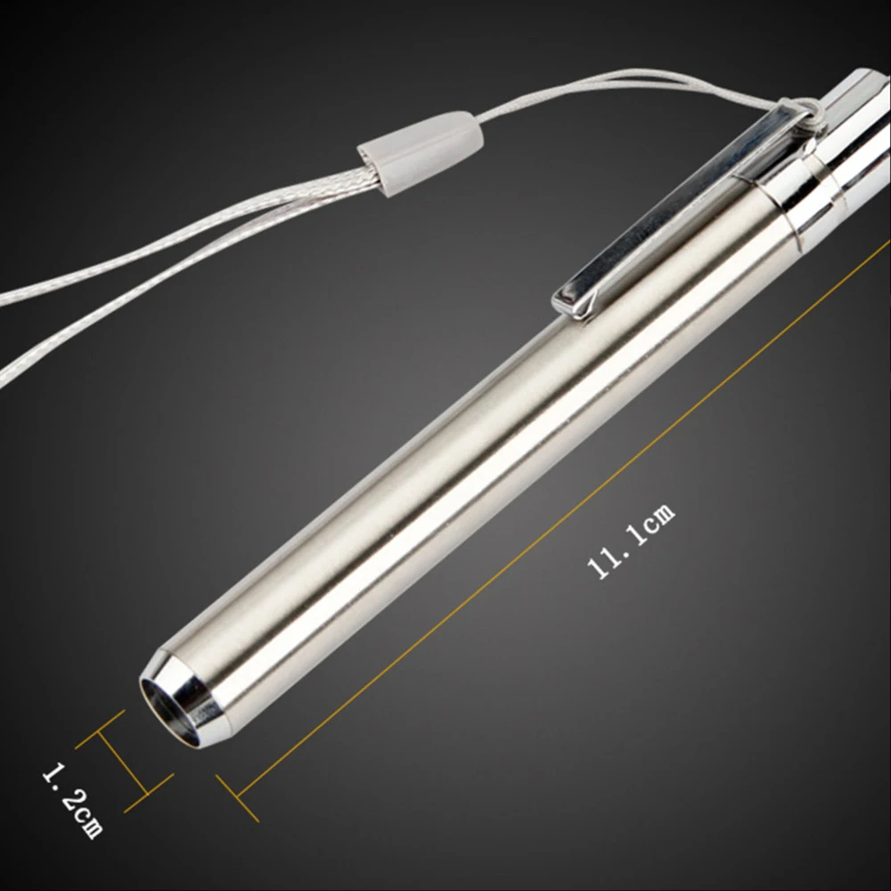 Energy-saving Portable Professional Medical Handy Pen Light  Mini Flashlight LED Torch with Stainless Steel Clip