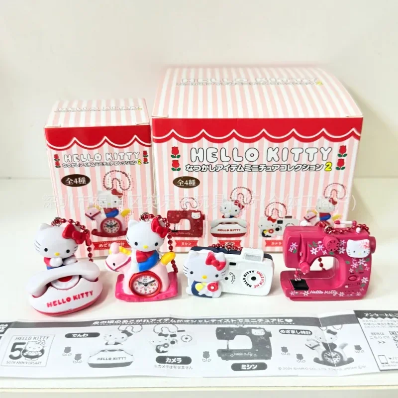 

Anime Kawaii 2nd Bullet 4pcs Box Sanrios Hellokitty 50th Anniversary Pendant Gauges Camera Alarm Clock Keychain Decoration Gift