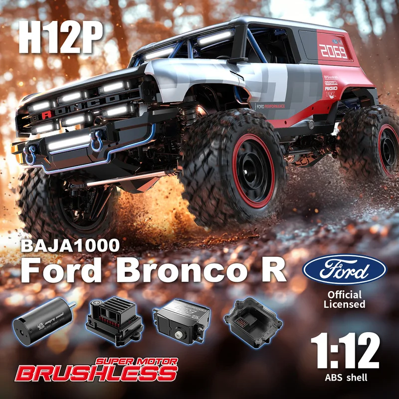 Mjx H12p Ford Wrangler 1:12 Brushless 4wd Climbing Car Rc Remote Control Model Car 2s Simulation Off Road Vehicle Bronco R Toys