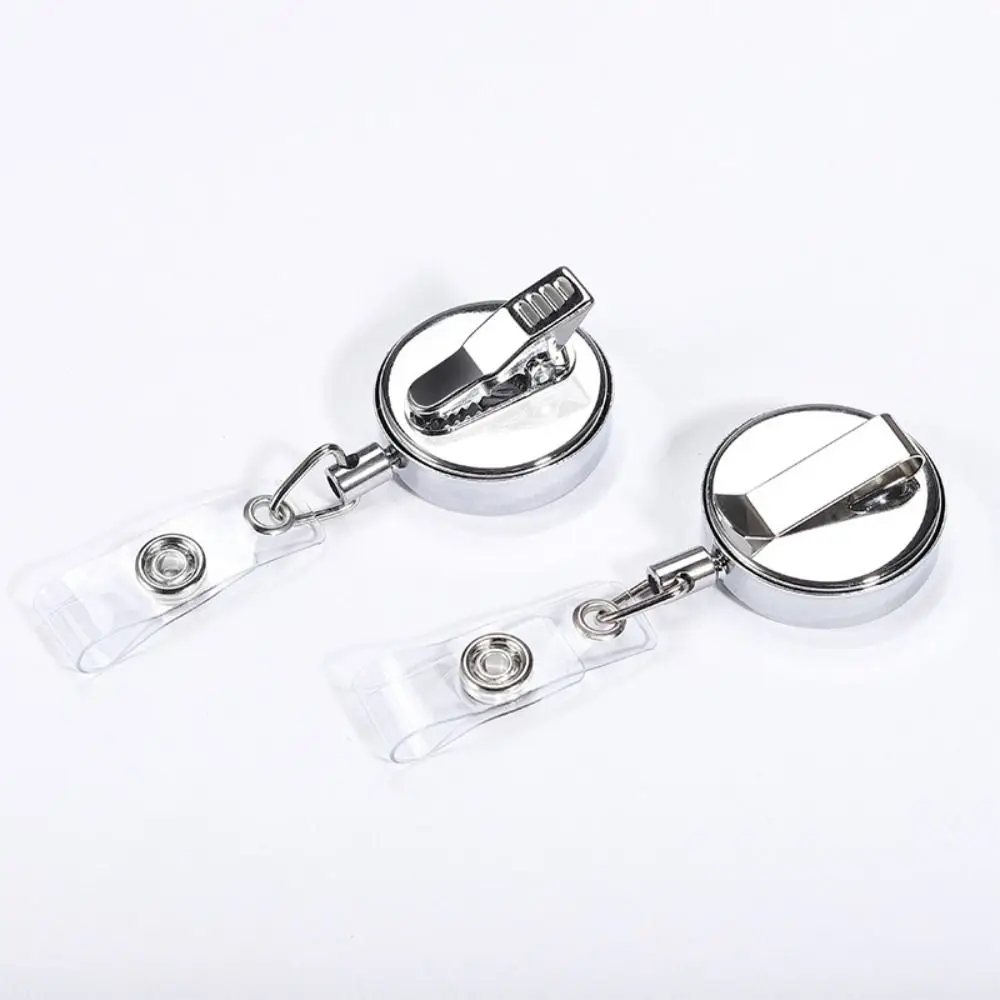 Anti-Lost Retractable Badge Reel Name Tag Keyring Clips ID Badge Holder Alloy ID Lanyard Easy To Pull Buckle School Supplies