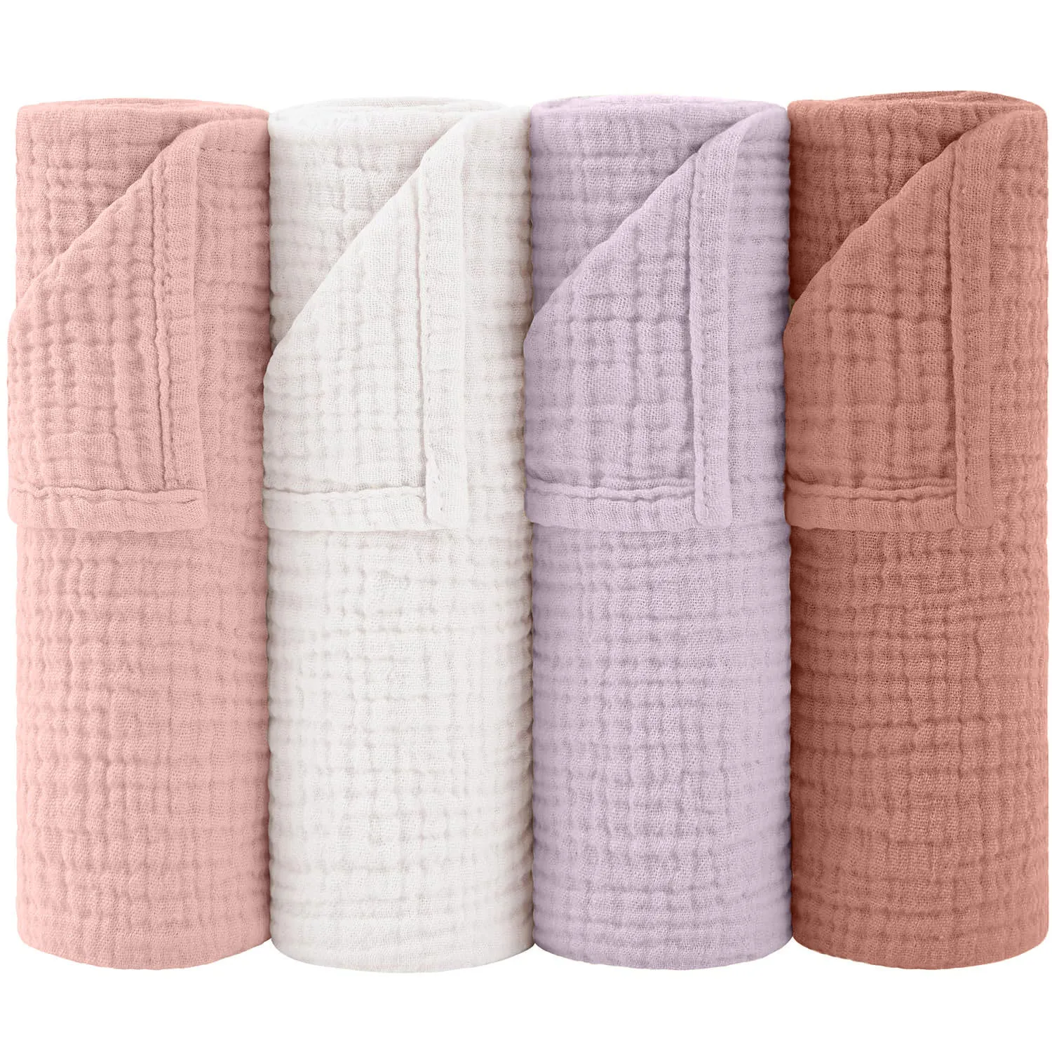 4PCS Soft Cotton Muslin Baby Wrap Blankets Baby Swaddle Wrap Blanket for Newborns Toddlers Nursing Stroller Cover