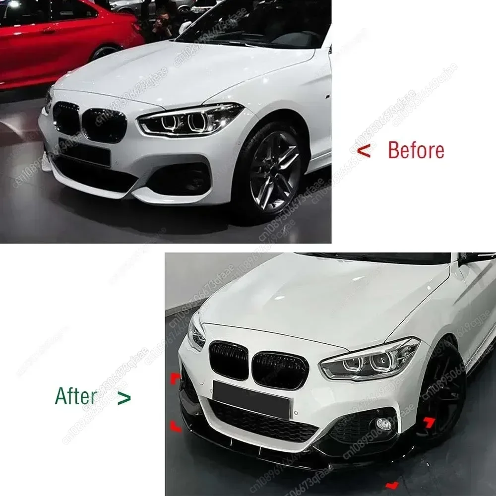 ل BMW 1 سلسلة F20 F21 M-Sport 118i 118d 120i 120d M135i M140i 2015-2019 تجميل الجبهة حافة مصد السيارة المفسد الناشر طقم الجسم