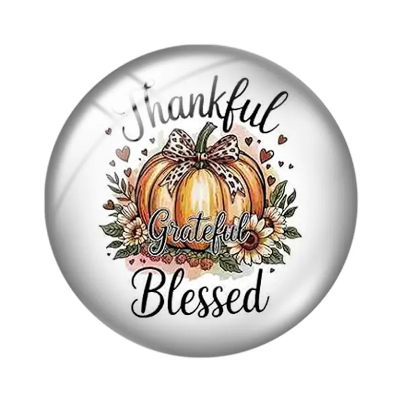 Pumpkin Bow Thanksgiving 12/18/20/25mm glass cabochon  bracelet pendant rings for jewelry demo earrings back Making findings