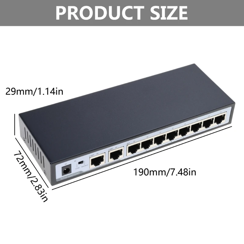 Sakelar 10-Port 8 Port+2 Uplink 120W Daya Bawaan 10/100/1000M VLAN Lsolasi Penuh/SetengahDupleks