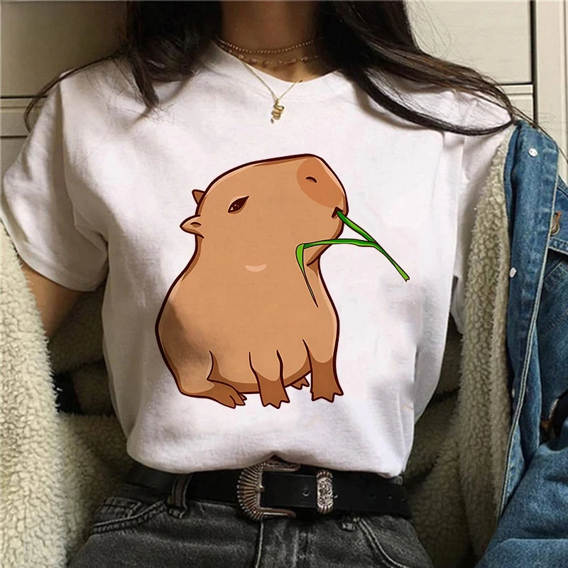 Lustige 90er Jahre Capybara T-Shirt Frauen T-Shirt Capibara Cartoons Kleidung Mädchen Capybaras T Shirt weiblich Casual Top Kleidung Damen