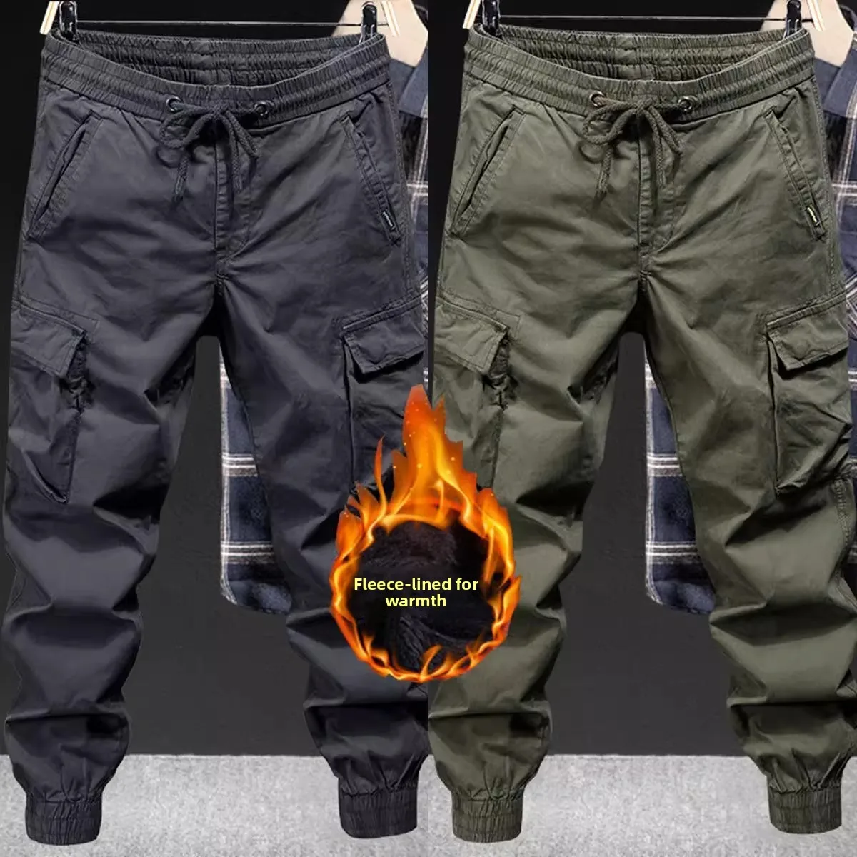 

Thiened Fce Outdoor Casual Pants Men's Autumn Winter Cotton Workwear Trousers Wear-Resistant Dirt-Resistant Leisure Pants