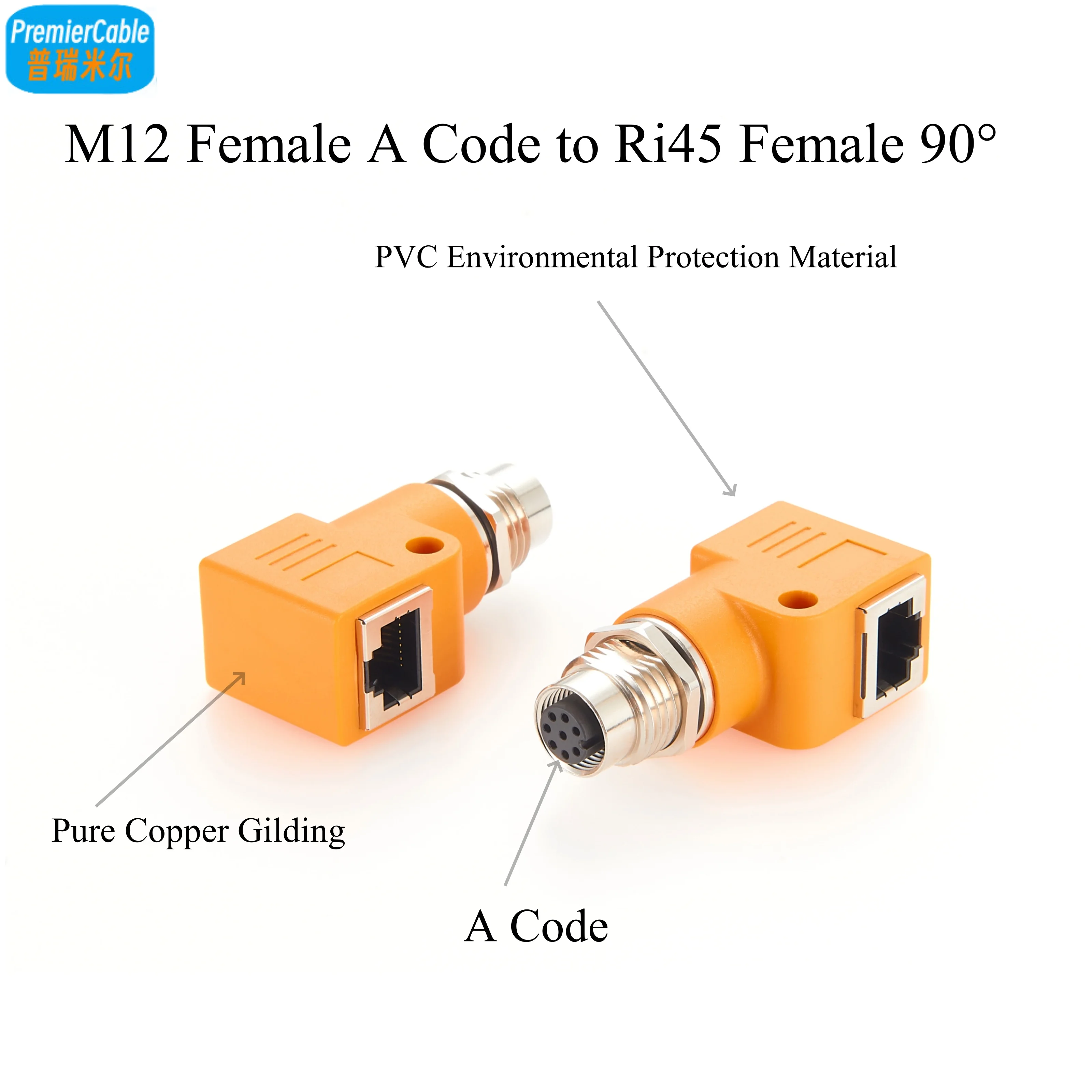 IP67 Rechtwinkliger RJ45-zu-M12 A-kodierter 8-Pin-Ethernet-Adapter, M12-Buchse zu RJ45-Buchse, Schalttafelmontage-Steckverbinder – Detail 4