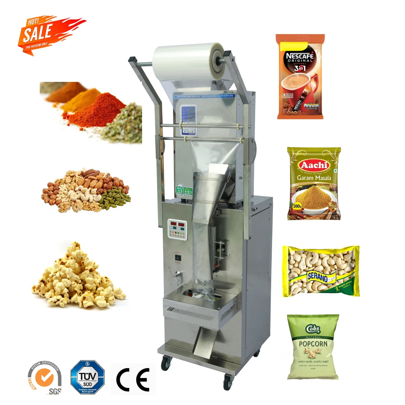 

High speed vertical automatic grain snack filling sealing bag packaging packing machine for peanut sunflower seeds