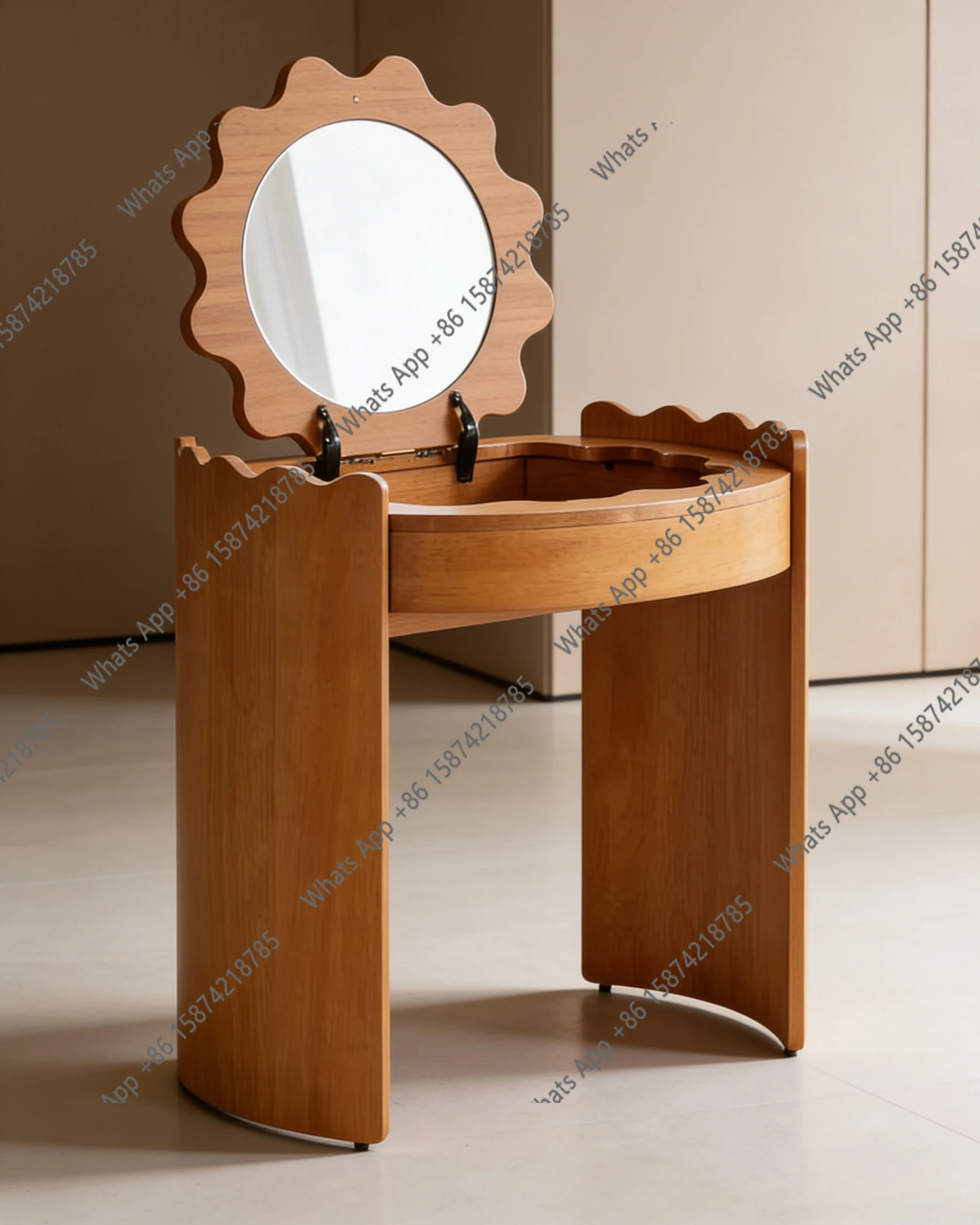

Medieval Round Dresser Bedroom Modern Simple Special-shaped Makeup Table Personalized Small Retro Mini Princess Makeup Table