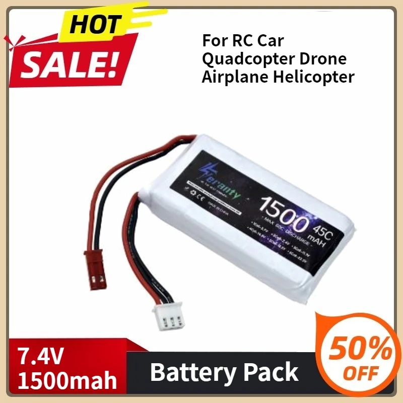 

Lipo Battery 7.4V 1500mah for RC Car Quadcopter Drone Airplane Helicopter 45C 2S