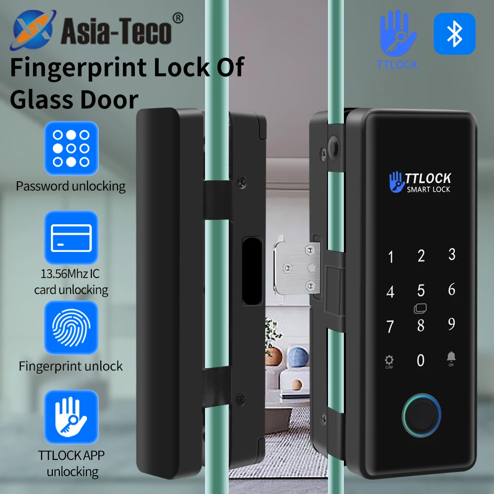 Smart Lock For Sliding Glass Door Wooden Door TTLOCK Biometric Fingerprint Lock Electronic Door Lock App Digital Lock Drill free