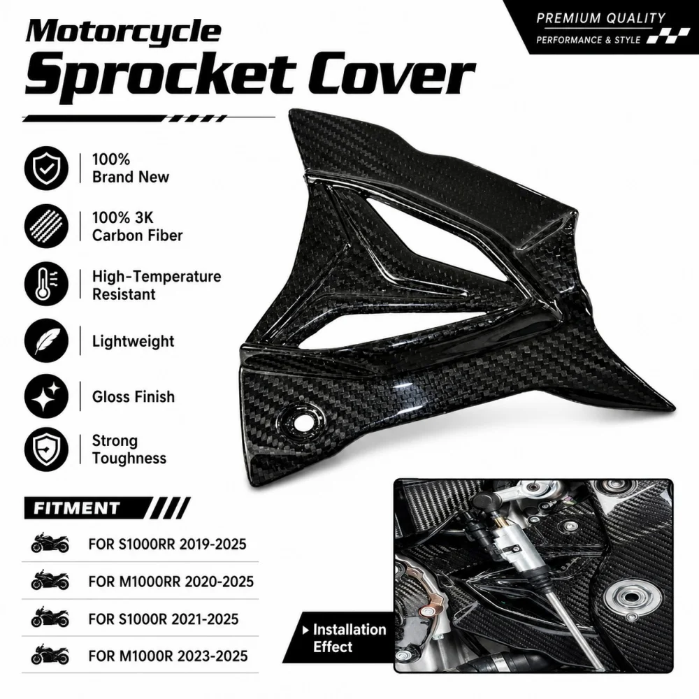 For BMW BMW S1000RR 2019-2025 M1000RR 2020-2025 S1000R 2021-2025 M1000R 2023-2025 100% Carbon Fiber Sprocket cover