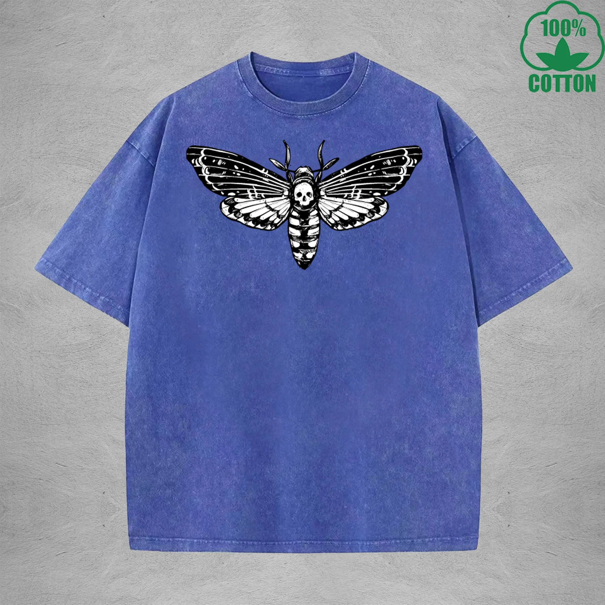 

Lymantriid Moth Printed Washed T-Shirt 230G Minimalist Multicolor Loose Trendy Fashionable Cotton Short Sleeve Top