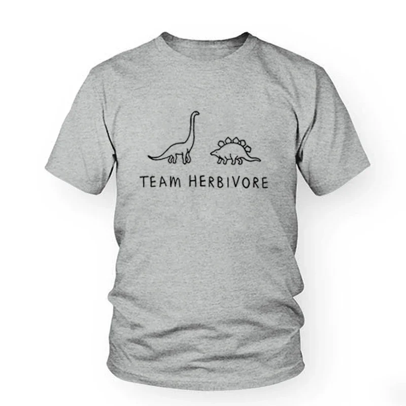 T-Shirt Unisex Vegan Tee    Women Men t shirt white t-shirt tshirts Black tee TEAM HERBIVORE Dinosaur Print Tops