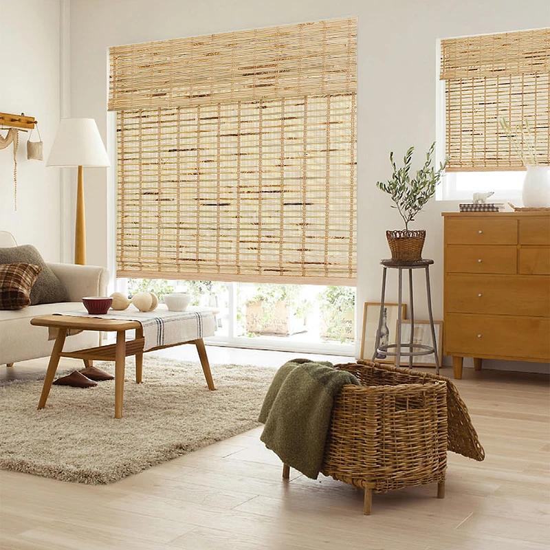 

Бамбуковые жалюзи с внутренним креплением, без шнура, плоские, римские, для окон