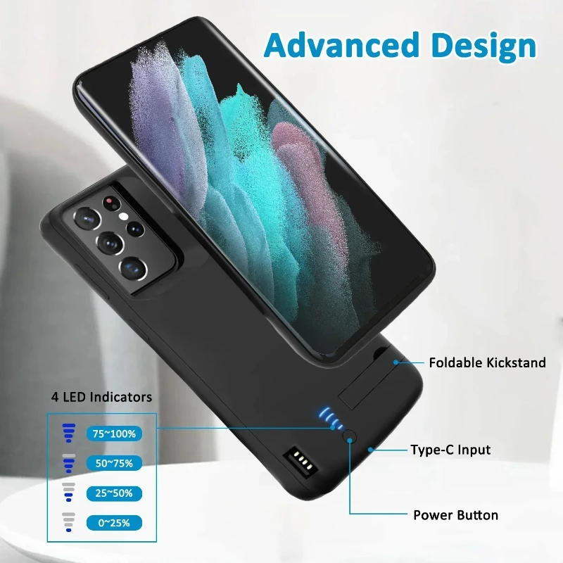 Power Bank Case for Samsung Galaxy S10 S10E S20 S21 S22 Fast Battery Charging Case for S20 S21 S22 Ultra/FE Smart Phones